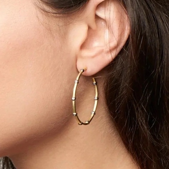 Freida Rothman Jewelry - Freida Rothman 925 Gold and Black Hoop Earrings